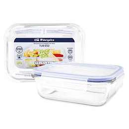 Orbegozo TUR Recipientes de Vidrio Ultraresistentes - 0.65L - Conserva - Cocina y Congela con Facilidad - Resistente a Altas Temperaturas - Hermetico 