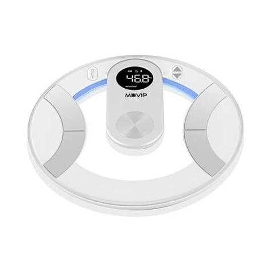 Muvip Round Design Bascula de Baño Digital - Pantalla LCD - Plataforma de Cristal - Peso Max. 180kg - Auto Apagado