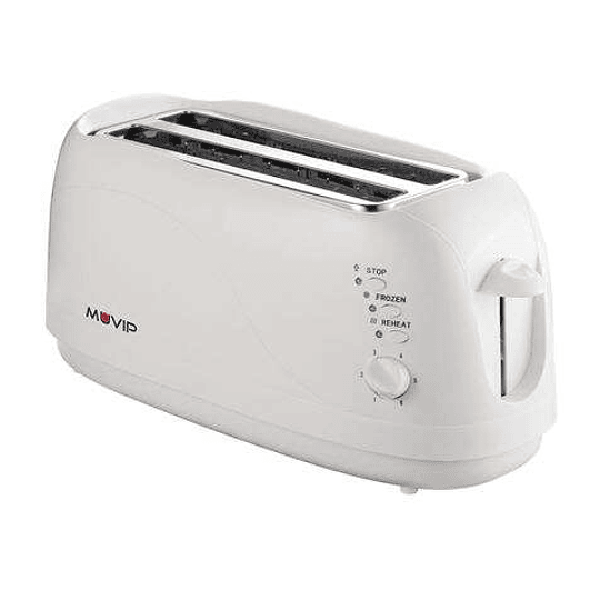 Muvip Tostadora de Pan 1300W - Capacidad para 4 Rebanadas - 6 Niveles de Tostado - Funcion Calentar, Descongelacion y Recalentar - Parada Automatica y