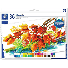 Staedtler Pasteles al Oleo 2420 Pack de 36 Ceras Blandas - Resistencia a la Rotura - Extremadamente Brillantes - Colores Surtidos