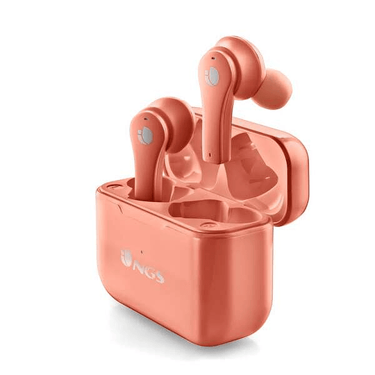 NGS Artica Bloom Coral Auriculares Intrauditivos Bluetooth 5.1 TWS - Manos Libres - Asistente de Voz - Autonomia hasta 7h - Base de Carga - Color Cora