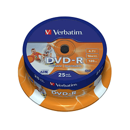 Verbatim DVD-R Printables 16x 4.7GB (Tarrina 25 Uds)