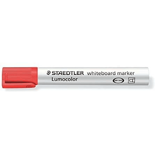 Staedtler Lumocolor 351 Rotulador para Pizarra - Punta Redonda - Trazo 2mm - Capuchon con Clip - Color Rojo