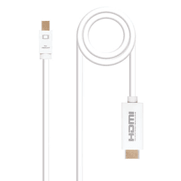 Nanocable Cable Conversor Mini DP Macho a HDMI v1.4 Macho 5m - Color Blanco