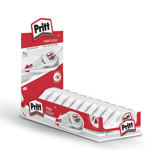 Pritt Mini Roller Expositor de 10 Correctores 4.2mm x 7m - Compacto y Ergonomico - Punta Flexible de Alta Precision - Compatible con todo Tipo de Pape