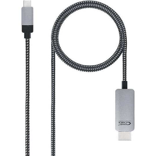 Nanocable Cable Conversor USB-C Macho a HDMI Macho 1.80m - Color Negro/Plata