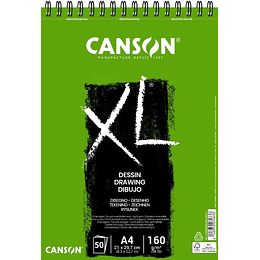 Canson XL Dessin Ligero Bloc de Dibujo con 50 Hojas A4 - Espiral Microperforado - 21x29.7cm - 160g - Color Blanco