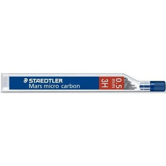 Staedtler Mars Micro Carbon 250 Tubo de 12 Minas de Grafito - Dureza 3H - Trazo 0.5mm - Alta Resistencia