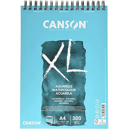 Canson XL Aquarelle Album Espiral Microperforado de 30 Hojas A4 - Grano Fino - 21x29.7cm - 300g - Color Blanco