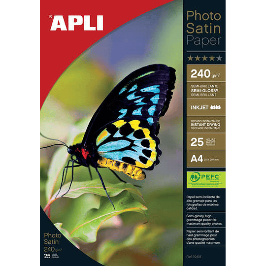 Apli Papel Fotografico Photosatin A4 240g 25 Hojas