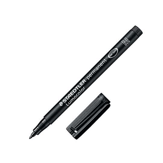 Staedtler Lumocolor 317 Rotulador Permanente - Punta Media Redonda - Trazo 1mm Aprox - Capuchon con Clip - Secado Rapido - Color Negro