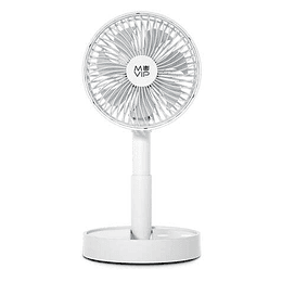 Muvip Ventilador de Sobremesa Portatil Plegable 5W 15cm de Diametro - 4 Velocidades - Angulo Ajustable hasta 90º - Autonomia hasta 12h - Color Blanco