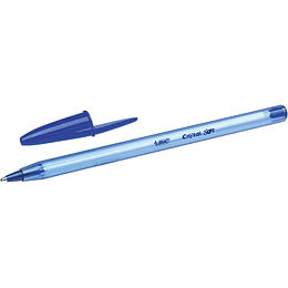 Bic Cristal Soft Boligrafos de Bola - Punta Media de 1.2mm - Trazo 0.45mm - Escritura mas Fluida - Color Azul