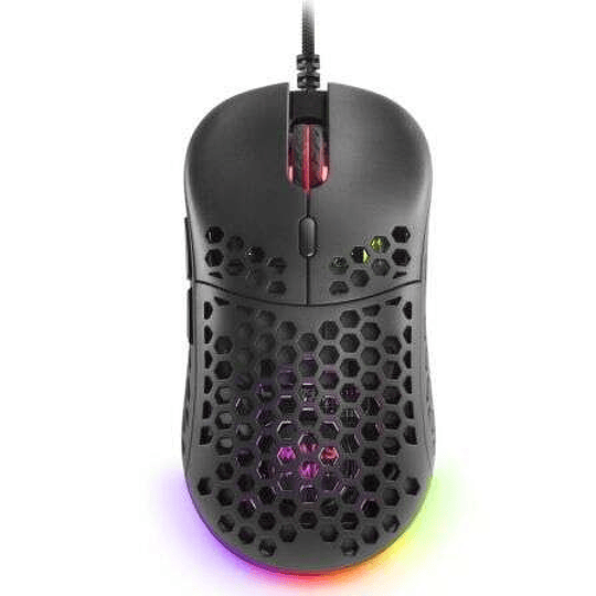 Mars Gaming MM55 Raton Gaming USB 12800dpi - Carcasa de Panel Perforado - 5 Botones - Iluminacion RGB Chroma - Uso Diestro - Cable de 1.70m