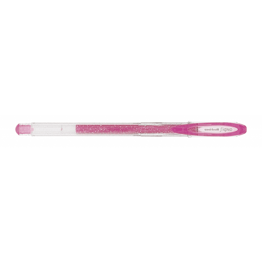 Uni-ball Signo Sparkling UM-120SP Roller de Tinta Gel - Punta de Bola 1mm - Tinta Pigmentada Resistente al Agua y Luz - Efecto Purpurina - Color Rosa