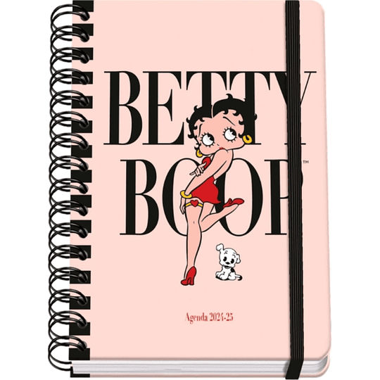 Dohe Betty Boop Agenda Escolar Espiral Wire?o A5 - Semana Vista - Papel 80g/m2 - Cubierta de Carton Plastificado - Cierre con Goma Elastica