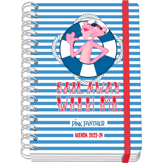 Dohe Pink Panther Sailing Agenda Escolar Espiral Wire?o A5 - Semana Vista - Papel 80g/m2 - Cubierta de Carton Plastificado - Cierre con Goma Elastica