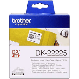 Brother DK22225 - Etiquetas Originales de Tamaño personalizado - Ancho 38mm x 30,48 metros - Texto negro sobre fondo blanco