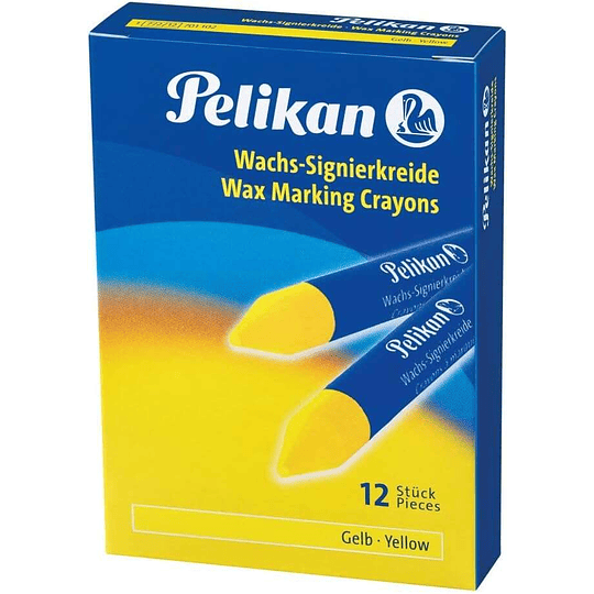 Pelikan Pack de 12 Ceras para Marcar - Punta Resistente - Ideal para Resaltar Textos - Color Amarillo