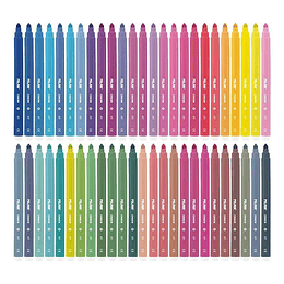 Milan Pack de 50 Rotuladores - Punta Conica 5mm - Tinta al Agua - Lavable - Colores Surtidos