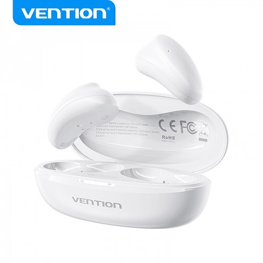 Vention Auriculares Bluetooth 5.3 con Estuche de Carga - 8h Autonomia - Tiny T11 - Color Blanco