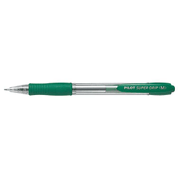 Pilot Boligrafo de Bola Retractil SuperGrip - Punta Redonda 1.0mm - Trazo 0.27mm - Tinta de Aceite - Grip Ergonomico - Color Verde