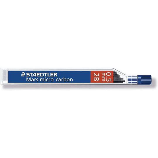 Staedtler Mars Micro Carbon 250 Tubo de 12 Minas de Grafito - Dureza 2B - Trazo 0.5mm - Alta Resistencia