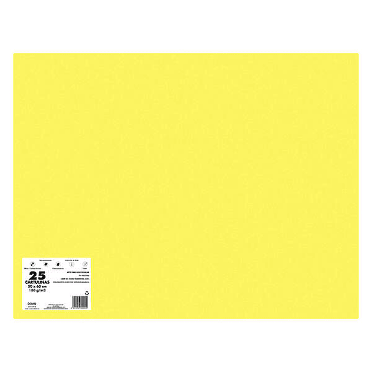 Dohe Pack de 25 Cartulinas de 180 G/M2 50x65cm - PH Neutro - Libres de Cloro Elemental - Colorantes Biodegradables - Color Amarillo Girasol