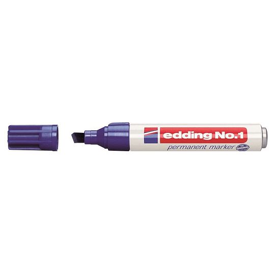 Edding Nº1 Rotulador Permanente - Punta Biselada - Trazo entre 1 y 5 mm. - Recargable - Secado Instantaneo - Color Azul