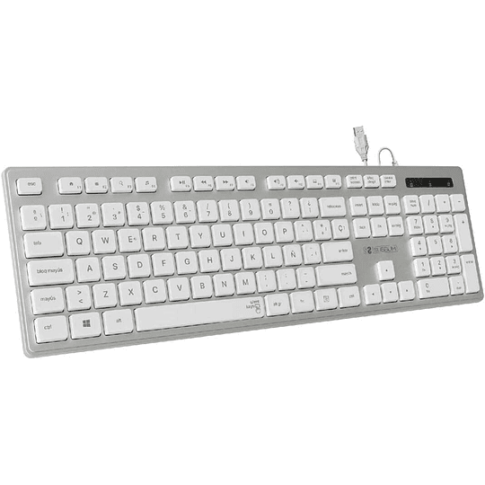 Subblim Teclado Ergo con Conexion por Cable USB Plug & Play - Teclas Ergonomicas de Bajo Perfil y Forma Concava - Pulsaciones Silenciosas y Suaves - D