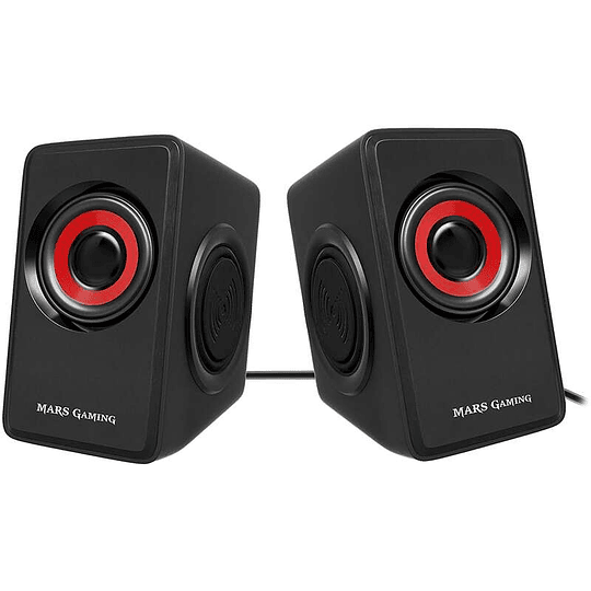 Mars Gaming MS1 Altavoces 2.0 10W USB, Jack 3.5mm - 6 Drivers de Sonido: 2 Activos y 4 Pasivos - Control de Volumen