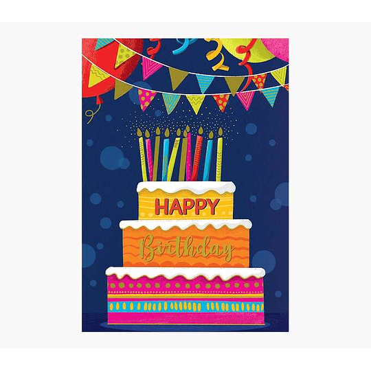 Pictura Tarjeta Zig-Zag - 15x22cm - Tematica Tarta de Cumpleaños - Triptica sin Envoltorio - Incluye Sobre Blanco - Papel con Certificacion FSC