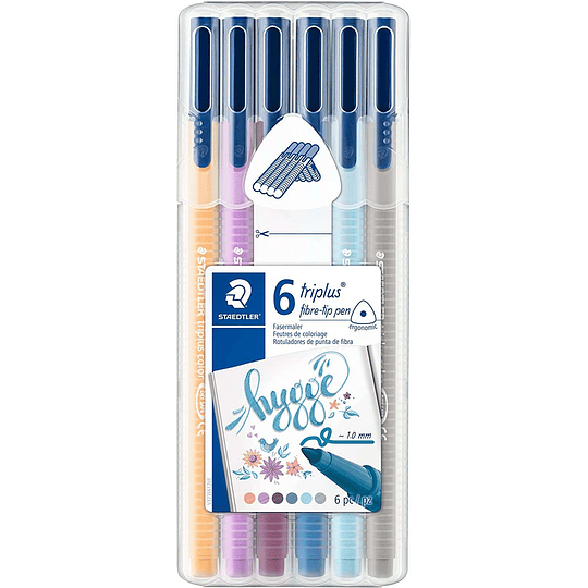 Staedtler Triplus Color 323 Pack de 6 Rotuladores de Punta Fina - Trazo 1mm Aprox - Tinta Base de Agua - Colores Surtidos