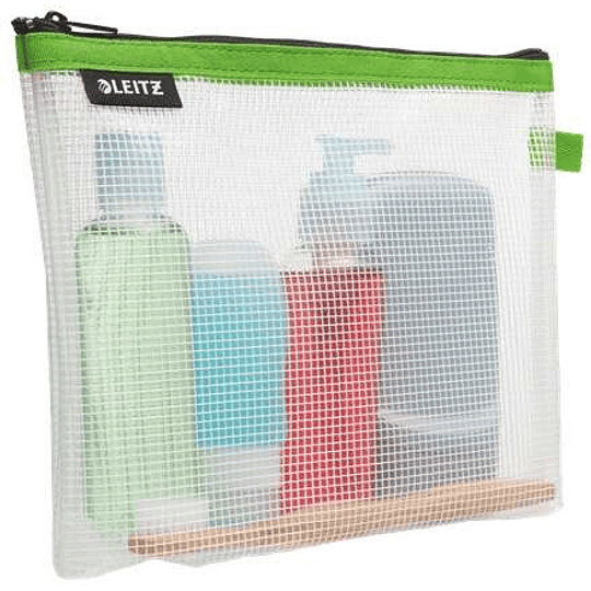 Leitz WOW Bolsa Porta-Todo Resistente al Agua - Tamaño 170x6x240mm - Material EVA, Lavable y Duradero - Cierre de Cremallera - Color Verde/Transparent