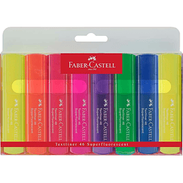 Faber-Castell Textliner 46 Superfluorescente Pack de 8 Marcadores Fluorescentes - Punta Biselada - Trazo entre 1mm y 5mm - Tinta con Base de Agua - Co