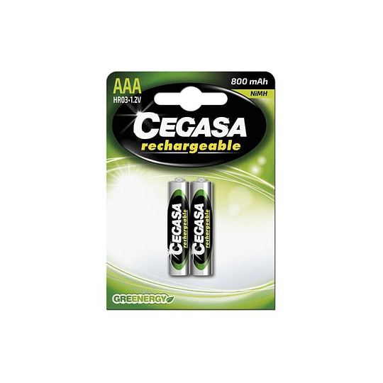 Cegasa HR03 Pack de 2 Pilas Recargables AAA - Tecnologia Rtu - Mantiene 85% de Energia Tras un Año