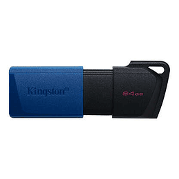 Kingston DataTraveler Exodia M Memoria USB 64GB - USB 3.2 Gen 1 - Capuchon Movil - Enganche para Llavero - Color Negro/Azul (Pendrive)