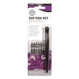 Daler Rowney Simply Pack de 1 Porta Pluma y 5 Plumillas - Color Negro