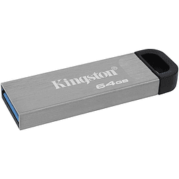 Kingston DataTraveler Kyson Memoria USB 64GB - 3.2 Gen 1 - 200 MB/s en Lectura - Diseño Metalico - Color Plata (Pendrive)