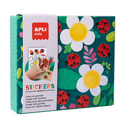 Apli Kids Juegos de Gomets Mariquita - 8 Laminas Ilustradas de 200G - 8 Hojas de Gomets Removibles Geometricos - Alto Valor Didactico - Caja de Carton