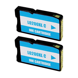 Lexmark 200XL Cyan Pack 2 Cartuchos de Tinta Genericos - Reemplaza 14L0198