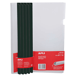 Apli Pack de 5 Encuadernadores Deslizantes 10 x 297mm con Funda Transparente - Ranura para Facil Insercion de Hojas - Capacidad para 100 Hojas - Color