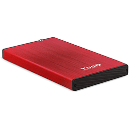 Tooq Carcasa Externa HDD/SDD 2.5" hasta 9,5mm SATA USB 3.0 - Color Rojo