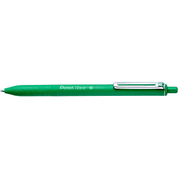 Pentel iZee Boligrafo de Bola Retractil - Punta 0.7mm - Trazo 0.35mm - Clip de Metal - Color Verde