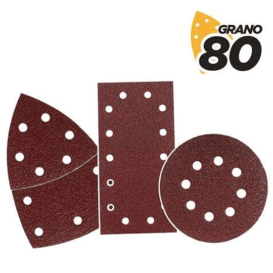 Blim Pack de 9 Lijas con Velcro para Lijadora BL0151 - Grano 80 - 3 Formatos