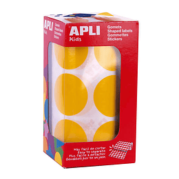 Apli Gomets XL Redondos Ø 33mm Amarillo Adhesivo Permanente - 59 Hojas Pretroqueladas - 708 Gomets por Rollo