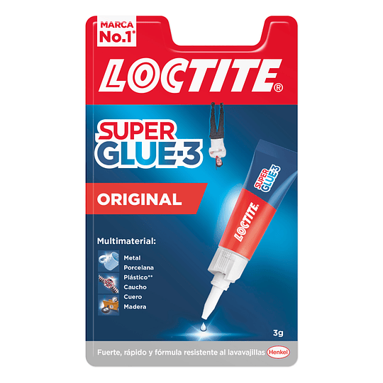 Loctite Super Glue-3 Original Pegamento Transparente Instantaneo 3gr - Formula Triple Resistencia - Secado en 3 Segundos - Tapon Antiobstruccion