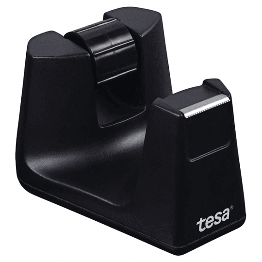 Tesa Smart Easy Cut Portarrollos de Sobremesa - Para Utilizar con una Mano - Cuchilla de Sierra - Ocupa muy poco Espacio - Color Negro