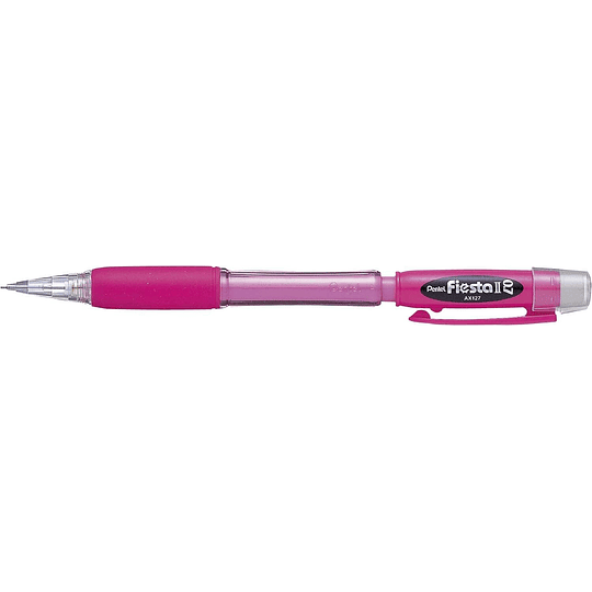 Pentel Fiesta II Portaminas HB 0.7mm con Goma - Incluye 2 Recargas - Grip de Goma - Diseño Ergonomico - Color Rosa