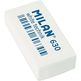 Milan Nata 630 Goma de Borrar Tecnica - Rectangular - Plastico - Suave - Envuelta Individualmente - Color Blanco